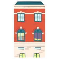 Urban house in flat design. Old buildings in european style isolated on white background. Vector illustration.