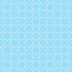 Blue quatrefoil lattice pattern.
