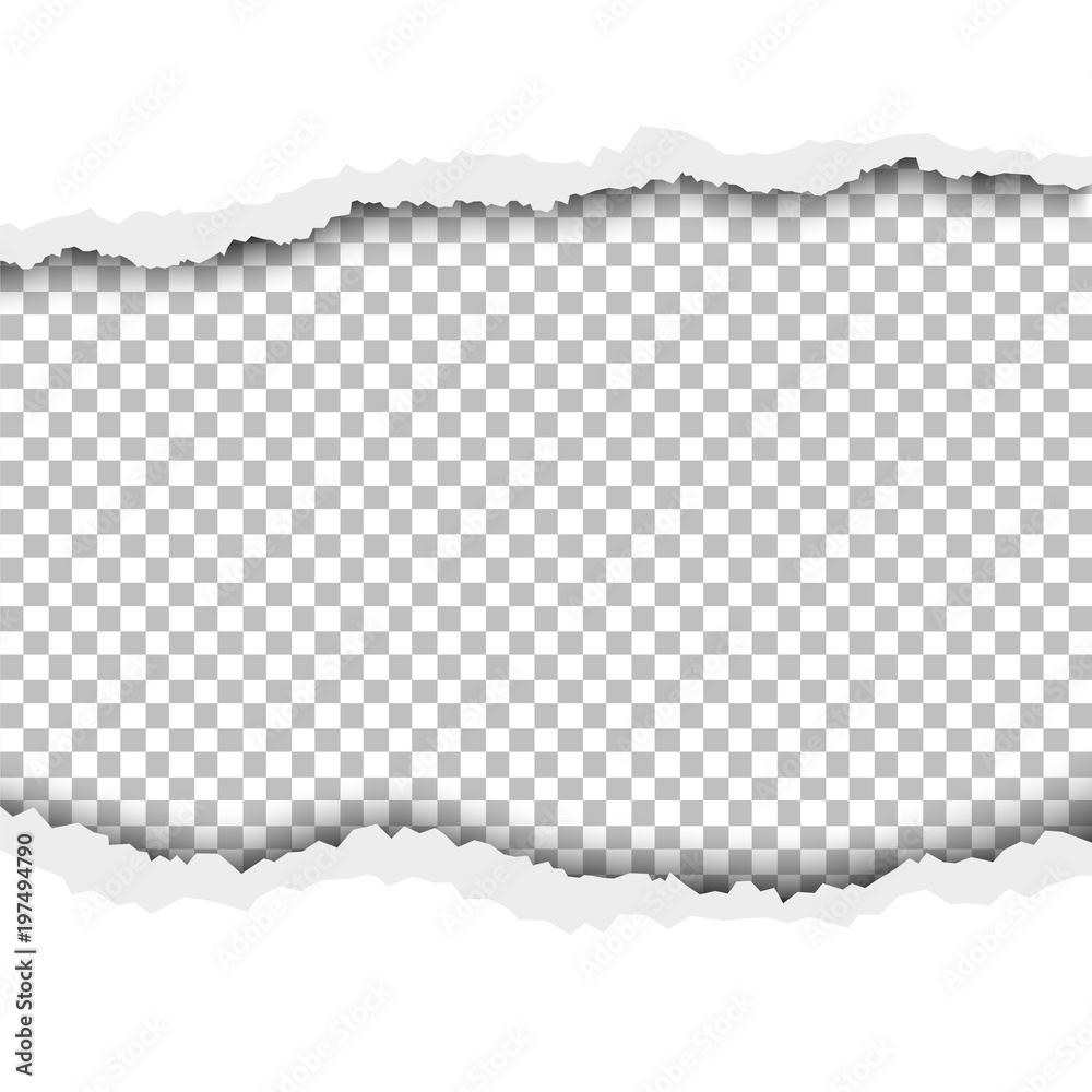 Wall mural torn hole in white sheet of paper with transparent background. vector template paper design.