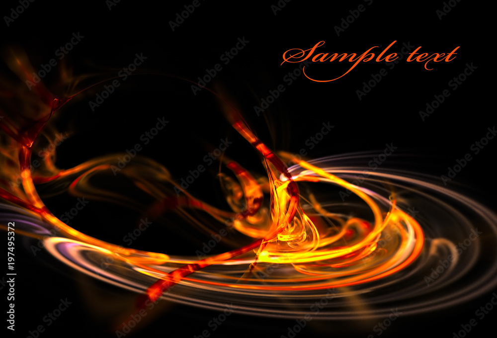 Aufkleber plasma. fiery fractal abstraction on black background