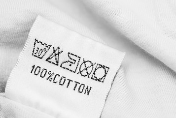 Clothing label with  laundry care instructions