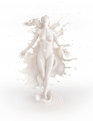 White milk splash in form of woman body shape