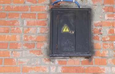 High voltage junction boxes in the snow.