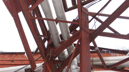Obraz premium Welded metal construction of the heating main.