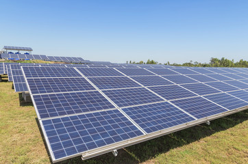                   Close up rows array of polycrystalline silicon solar cells or photovoltaics in solar power plant