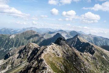 Fototapeta na wymiar Tatra mountains panorama from Hruba kopa peak on Rohace mountain group in Slovakia