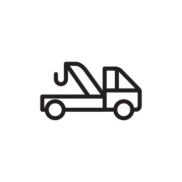 evacuation truck, evacuation service outlined vector icon. Modern simple isolated sign. Pixel perfect vector  illustration for logo, website, mobile app and other designs