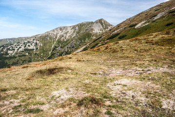 Pachola peak from Jalovecke sedlo in Western Tatras mountains in Slovakia