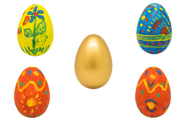 Set of Easter eggs with ornament isolate