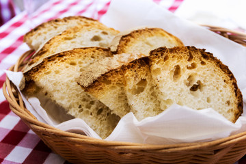 little breads in basket on table