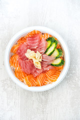 japanese food Mix Sashimi Chirashi Rice Bowl
