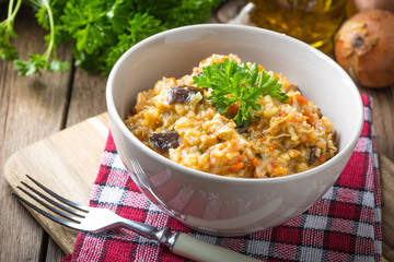 Risotto with vegetables.