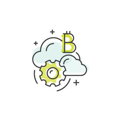 Vector Icon Style Illustration of Cryptocurrency as Alternative Digital Currency, Bitcoin Growth and Rates, Symbol with Couds