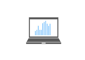 Business statistics report on laptop icon
