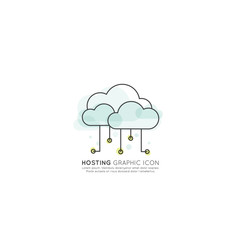 Vector Icon Style Illustration of Cloud Computing Technology, Hosting, Cloud Management, Data Security, Server Storage, Api, Mobile and Desktop Memory, Isolated Web Design Template