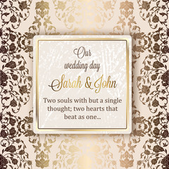Intricate baroque luxury wedding invitation card