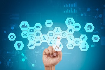 Virtual screen interface. Internet and digital technology in business concept.