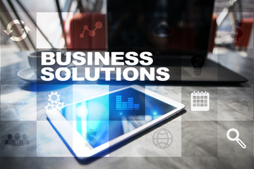 Business solutions on the virtual screen. Business concept.