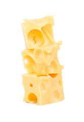 Three cubes of cheese