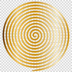 Gold round abstract vortex hypnotic spiral.