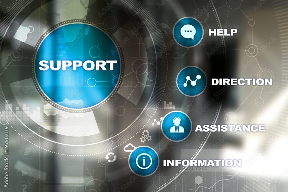 Aufkleber technical support. customer help. business and technology concept.