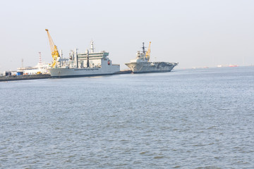 Refineries ship at center of sea looking beautiful. 
