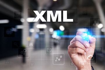 XML. Web development. Internet and technology concept.