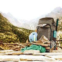 Fototapeta premium travel time and landscape of mountains. 