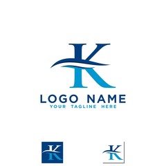 waves beach initials K logo vector