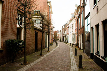 Fototapeta premium Haarlem City Streets Center Ancient Old Buildings Church Gates Netherlands