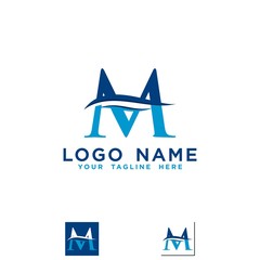 Obraz premium waves beach initials M logo vector