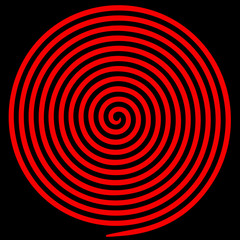 Red round abstract vortex hypnotic spiral.