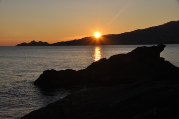 sunset in Zoagli, Liguria, Italy