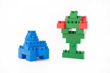 Naklejka premium Colorful cubes of designer on white background