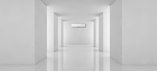 Modern interior apartment with air conditioning 3D rendering illustration