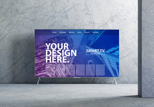 Smart TV Mockup with Marbled Interior