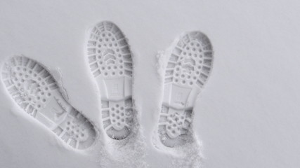 Footprints in the snow.