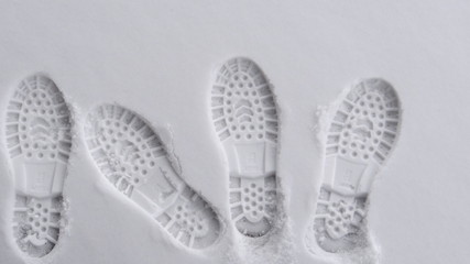 Footprints in the snow.