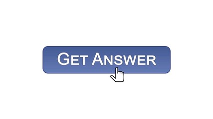 Get answer web interface button clicked with mouse cursor, violet color, design