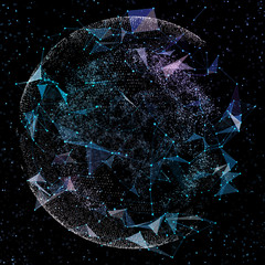 Communication of people in a social network without boundaries. Connection lines Around Earth Globe.The concept of social network. 3d illustration