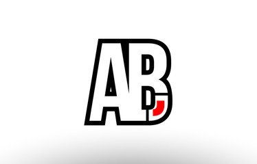 red and black alphabet letter ab a b logo combination icon design
