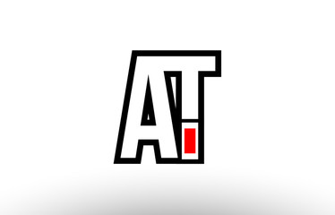 red and black alphabet letter at a t logo combination icon design
