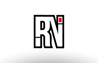 red and black alphabet letter rn r n  logo combination icon design