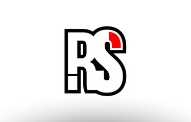 red and black alphabet letter rs r s logo combination icon design