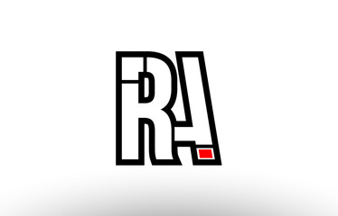 Fototapeta premium red and black alphabet letter ra r a logo combination icon design