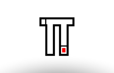 red and black alphabet letter tt t t logo combination icon design
