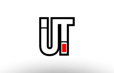 red and black alphabet letter ut u t logo combination icon design