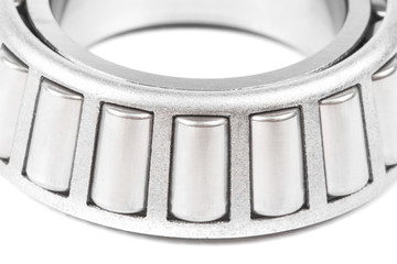 automotive bearings. tapered roller bearing isolated on a white background. top view. Close up