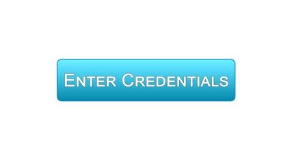 Enter credentials web interface button blue color, registration online service