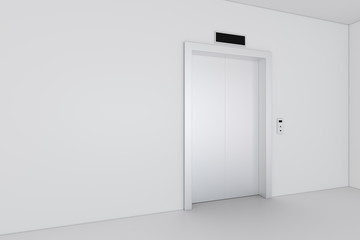Modern elevator with closed doors. 3d rendering. © mirexon